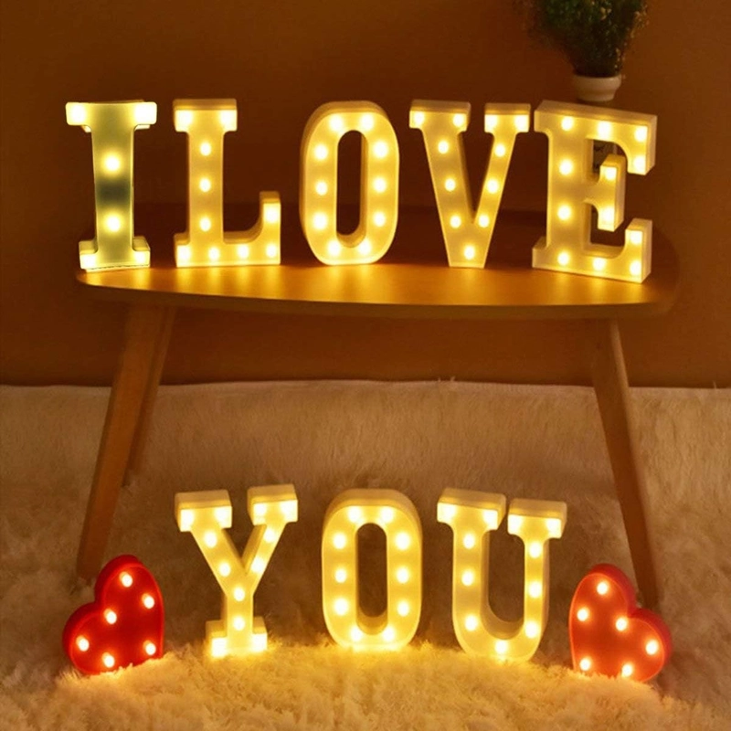 Светящаяся надпись буквы "I Love you" (Я люблю тебя), ночник на батарейках