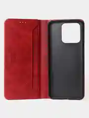 Алый чехол-книжка GQ для Redmi 10C / Poco C40 из высококачественной искусственной кожи