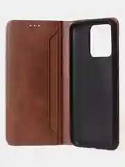Тёмно-коричневый чехол-книжка GQ для Redmi 10C / Poco C40 из высококачественной искусственной кожи