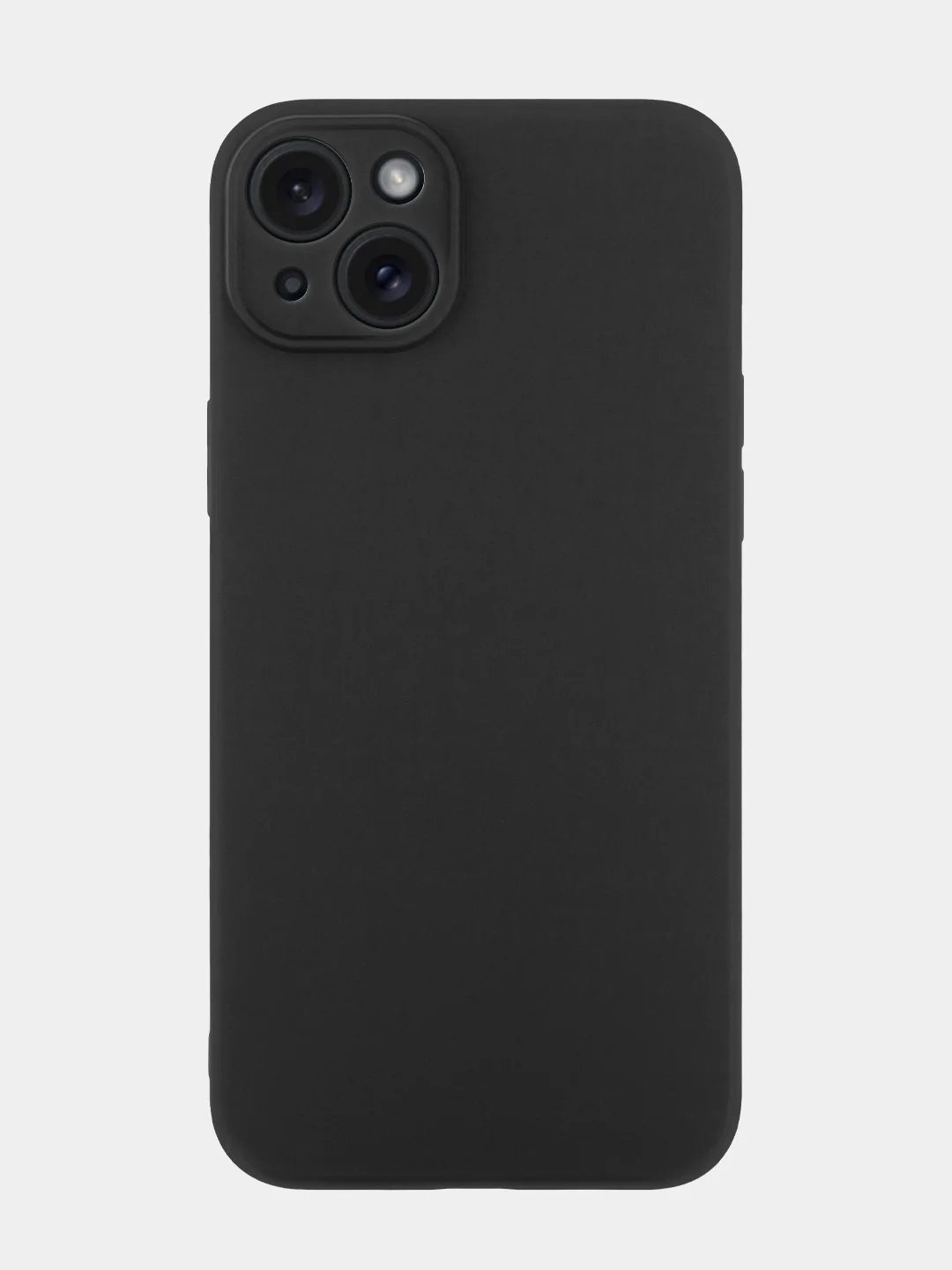 Черный чехол+ стекло для iPhone 15 Plus 15+ силиконовый ROSCO матовый с бортиком- защитой камер