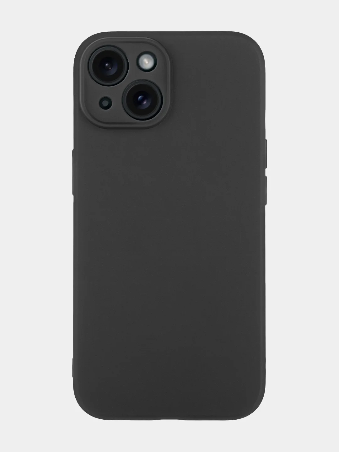Черный чехол + стекло для iPhone 15 силиконовый ROSCO матовый тонкий с бортиком- защитой камер