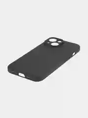 Черный чехол + стекло для iPhone 15 силиконовый ROSCO матовый тонкий с бортиком- защитой камер