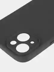 Черный чехол + стекло для iPhone 15 силиконовый ROSCO матовый тонкий с бортиком- защитой камер