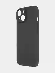Черный чехол + стекло для iPhone 15 силиконовый ROSCO матовый тонкий с бортиком- защитой камер
