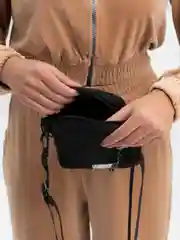 Черный сумка унисекс, через плечо, ткань оксфорд