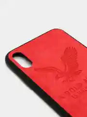 Красный дизайнерский чехол на iPhone с орлом