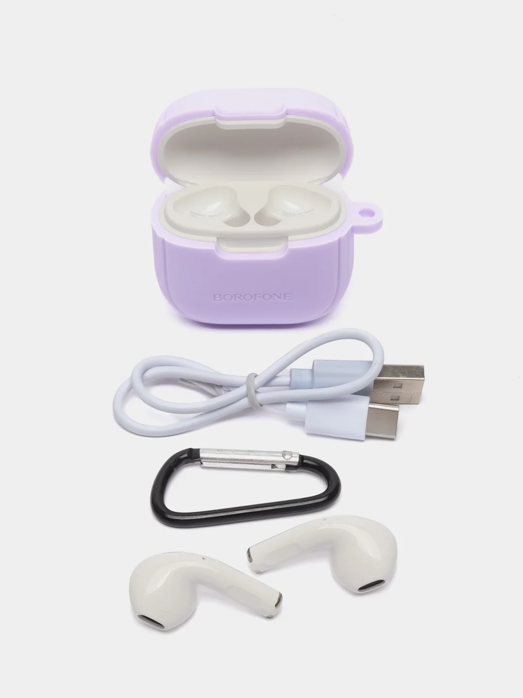 Сиреневый наушники беспроводные Borofone BW29, Bluetooth, с микрофоном, чехол в комплекте