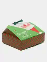 Зеленый новогодняя самосборная коробка с Дедом Морозом, 24 x 19,5 x 7 см