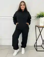 Черный костюм на флисе, больших размеров, Unisex