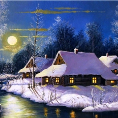 Алмазная мозаика без подрамника, 30*40 см, "Зимние пейзажи"