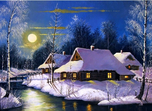 Алмазная мозаика без подрамника, 30*40 см, "Зимние пейзажи"