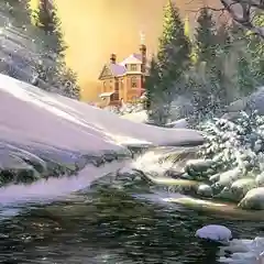 Аметистовый алмазная мозаика без подрамника, 30*40 см, "Зимние пейзажи"