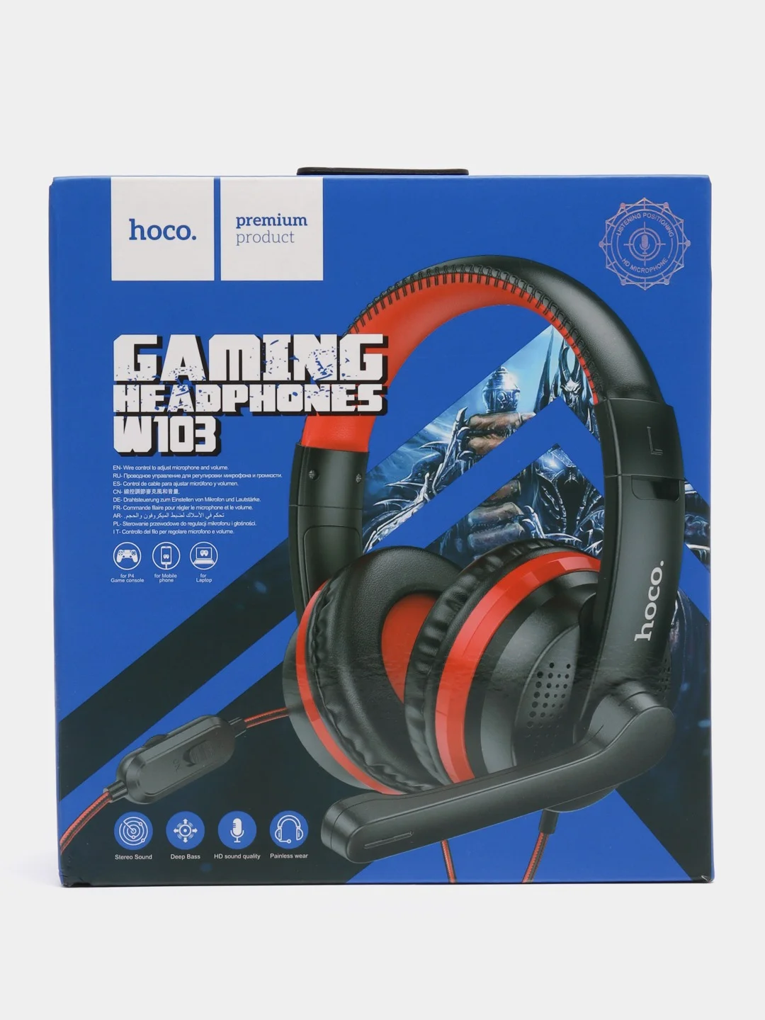 Красный полноразмерные проводные игровые наушники Hoco W103 с микрофоном и регулировкой громкости