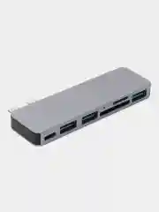 Тёмно-серый хаб USB-C для MacBook, 7 в 1: USB 3.0, Type-C, TF/SD Card Reader, 2 вида