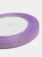 Лавандовый лента атласная с золотым краем ширина 6мм длина 23 метра