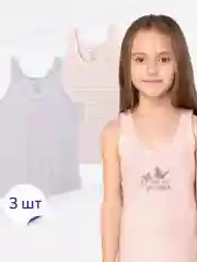 Бежевый меланж майка для девочки Baykar, комплект из 3 штук