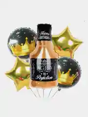 Золотой набор воздушные шары, фольгированные, большие "Бутылка", набор из 5 шаров