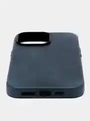 Синий чехол MagSafe для Apple iPhone 14 Pro Max кожаный BROSCORP из натуральной кожи защитный