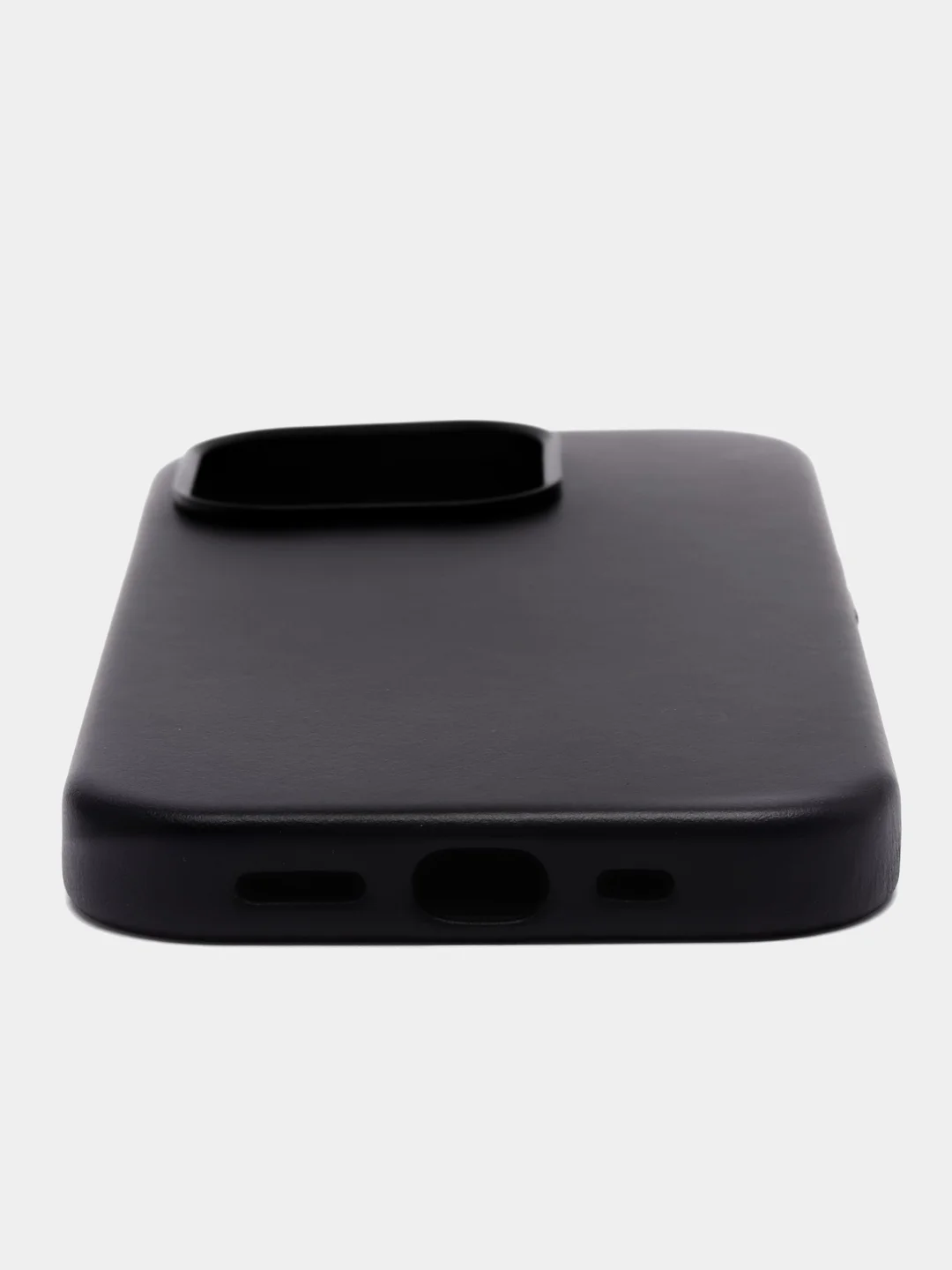 Черный чехол MagSafe для Apple iPhone 14 Pro кожаный BROSCORP из натуральной кожи с защитой камер