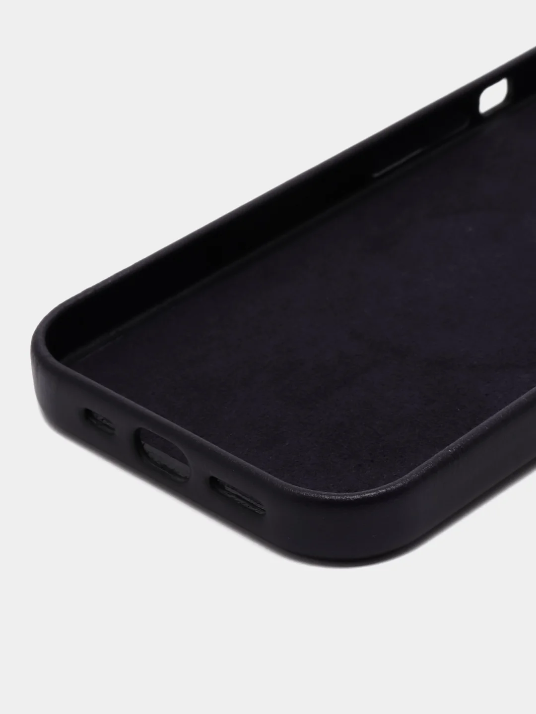 Черный чехол MagSafe для Apple iPhone 14 Pro кожаный BROSCORP из натуральной кожи с защитой камер