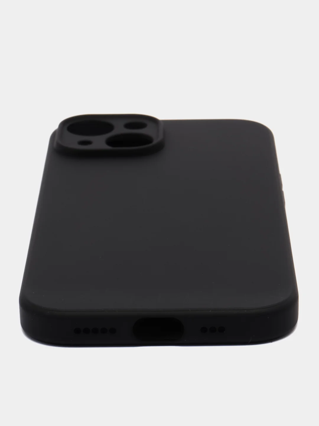 Черный чехол для iPhone 15 силиконовый BROSCORP матовый/ прозрачный тонкий c защитой камер бортик