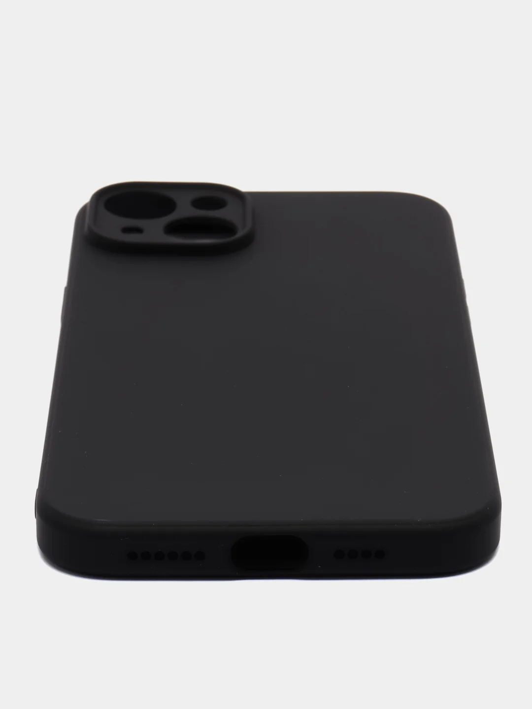 Черный чехол для iPhone 15 Plus силиконовый BROSCORP матовый/ прозрачный, тонкий, c защитой камер