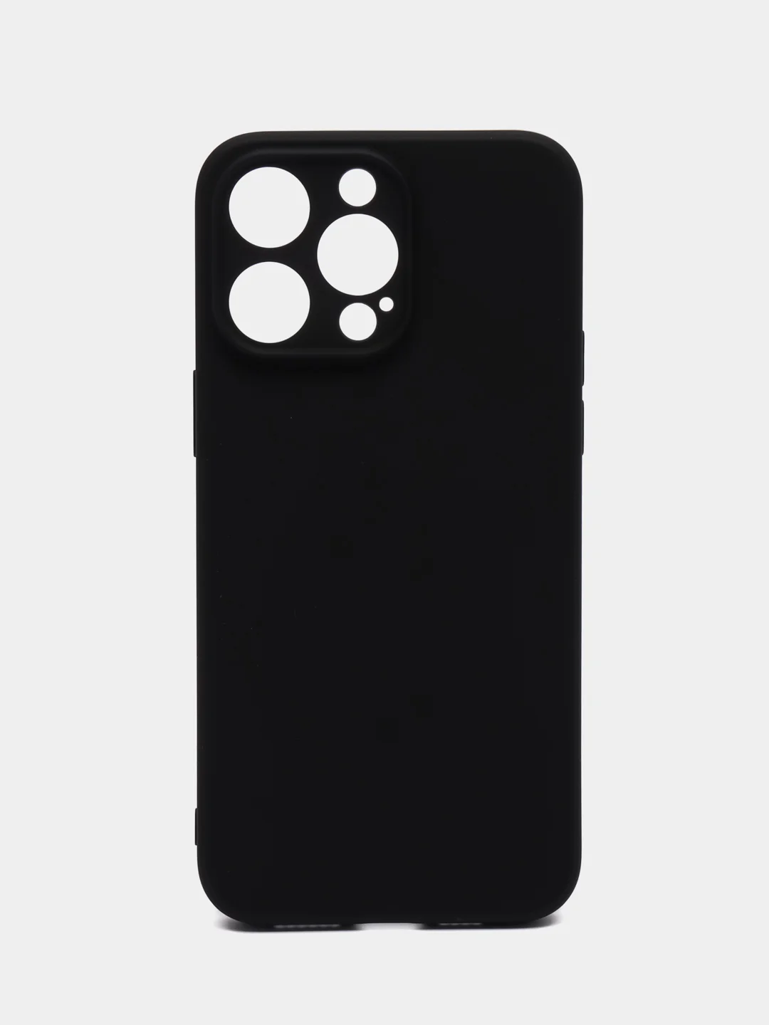 Черный чехол для iPhone 15 Pro Max силиконовый BROSCORP, матовый/ прозрачный, бортик- защита камер