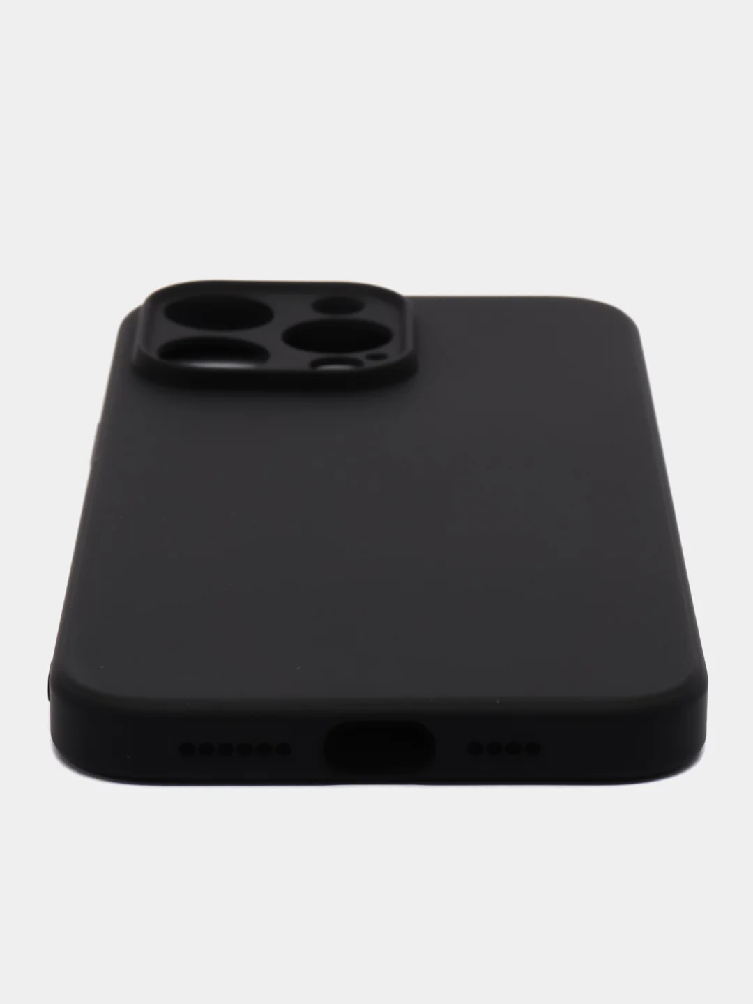 Черный чехол для iPhone 15 Pro Max силиконовый BROSCORP, матовый/ прозрачный, бортик- защита камер
