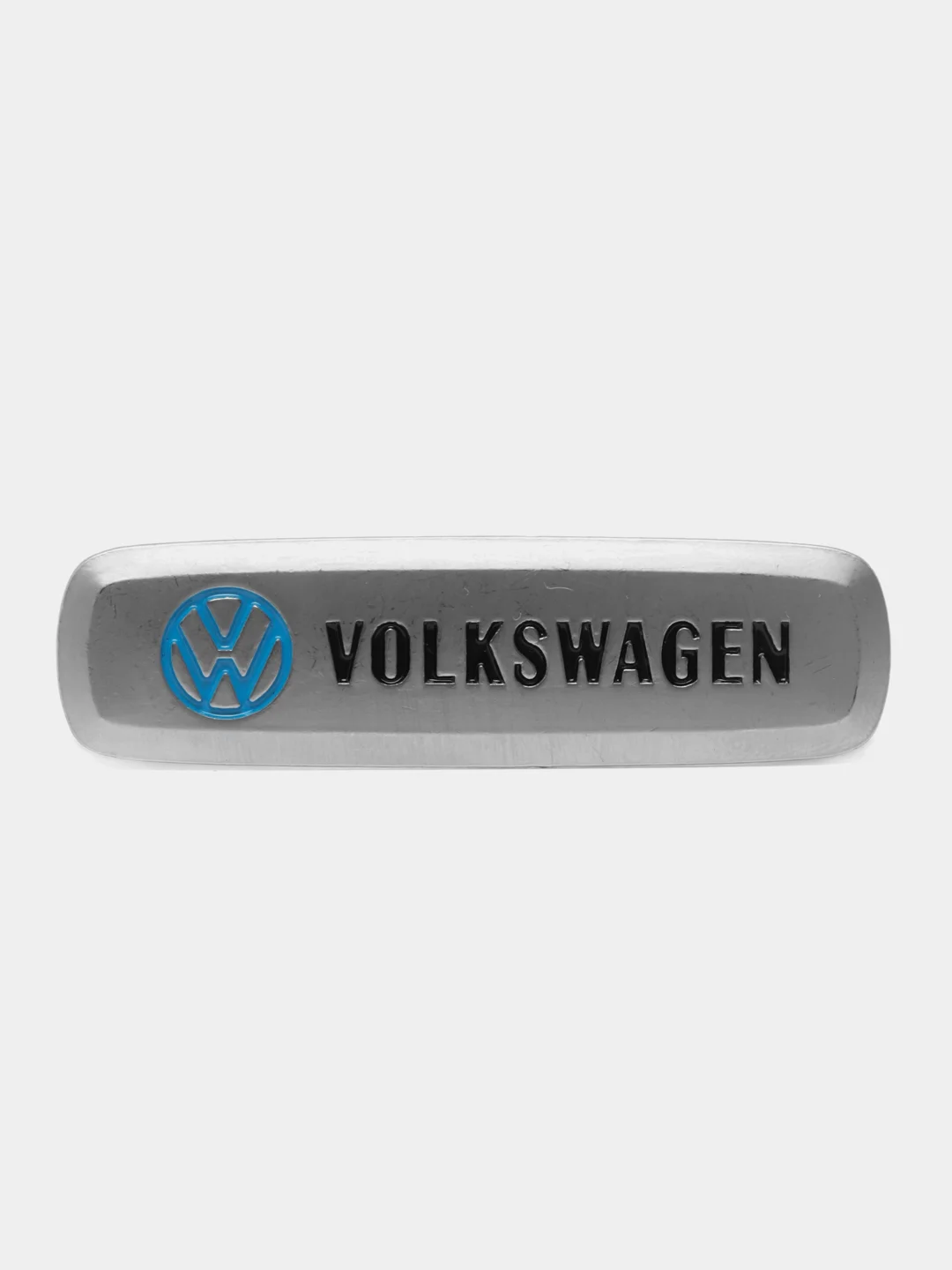 Комплект шильдиков металлических с эмблемой "VOLKSWAGEN" и 4 винтовыми креплениями (Пара)