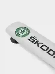 Комплект шильдиков металлических с эмблемой авто "SKODA" и 4 винтовыми креплениями (Пара)