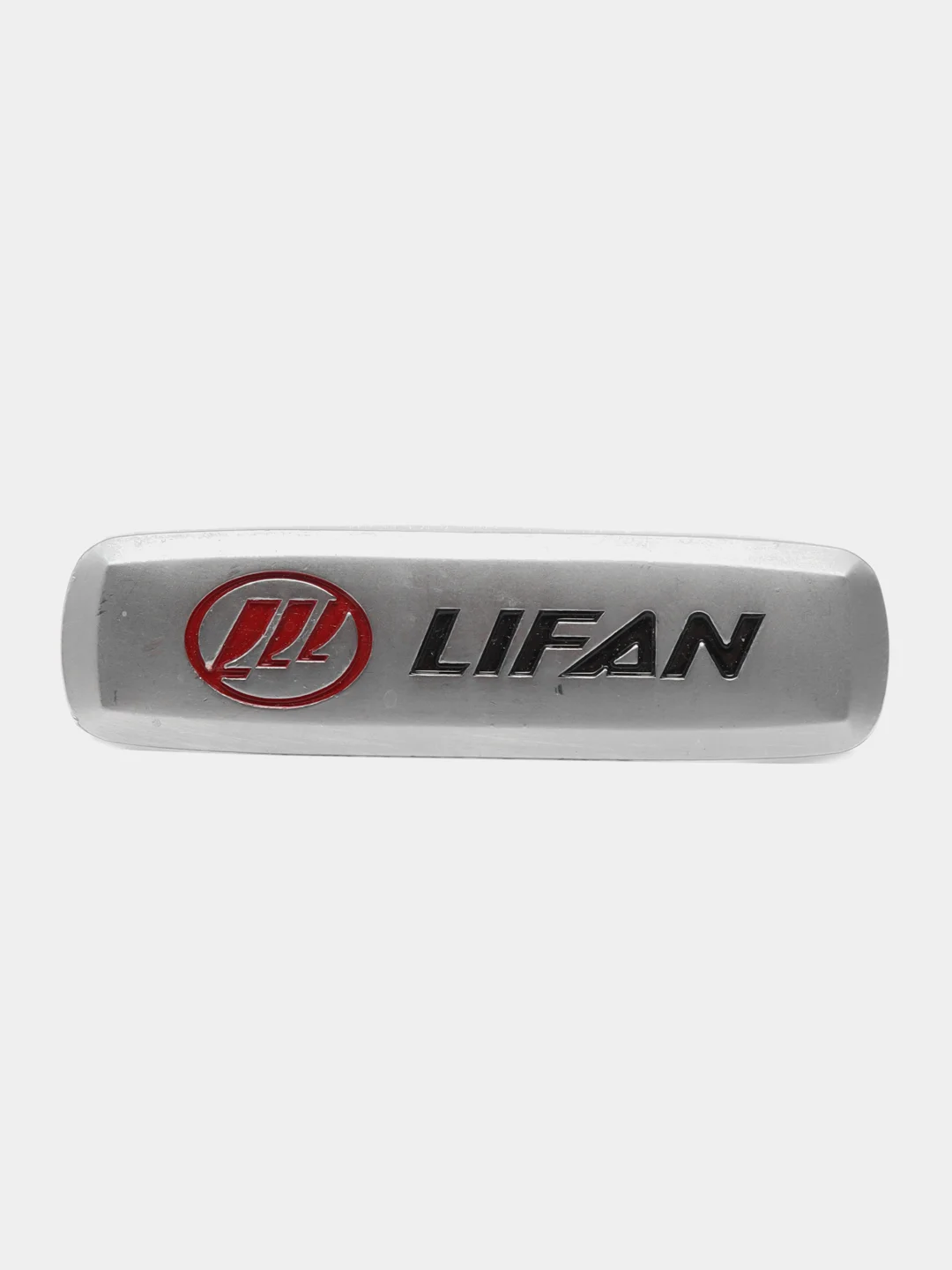 Комплект шильдиков металлических с эмблемой авто "LIFAN" и  4 винтовыми креплениями (Пара)