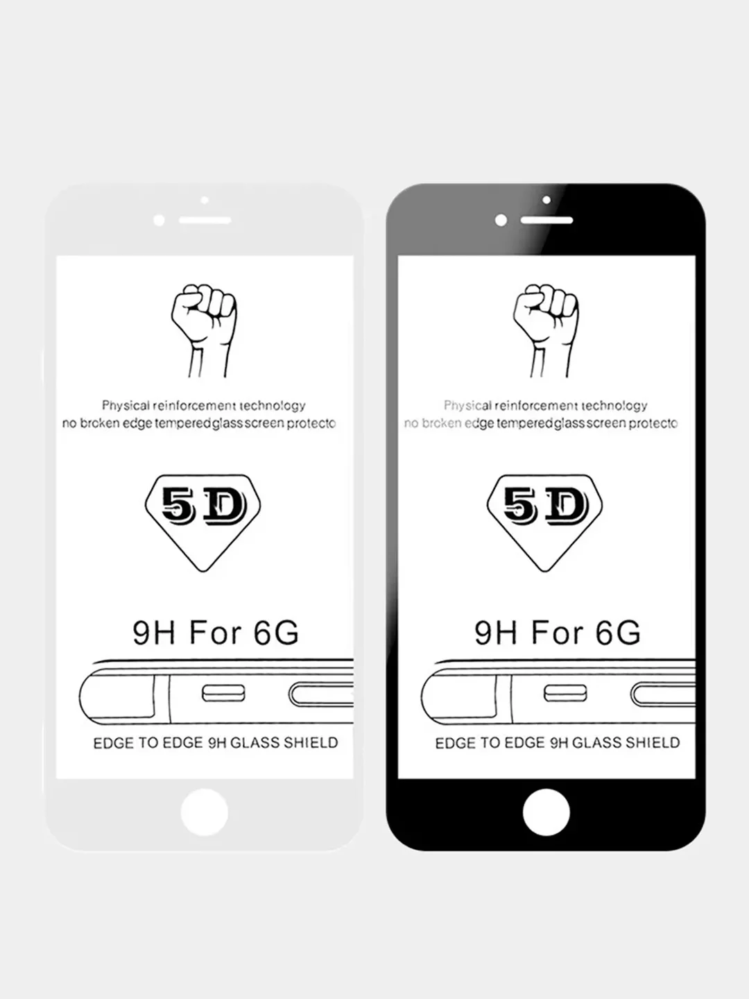 Черный защитное стекло 5D Glass для iPhone 6/6S/6 Plus, 7/7 Plus, противоударное, полноэкранное