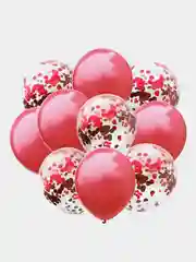 Красный набор воздушных латексных шаров, 10 штук, 12 дюймов, с конфетти