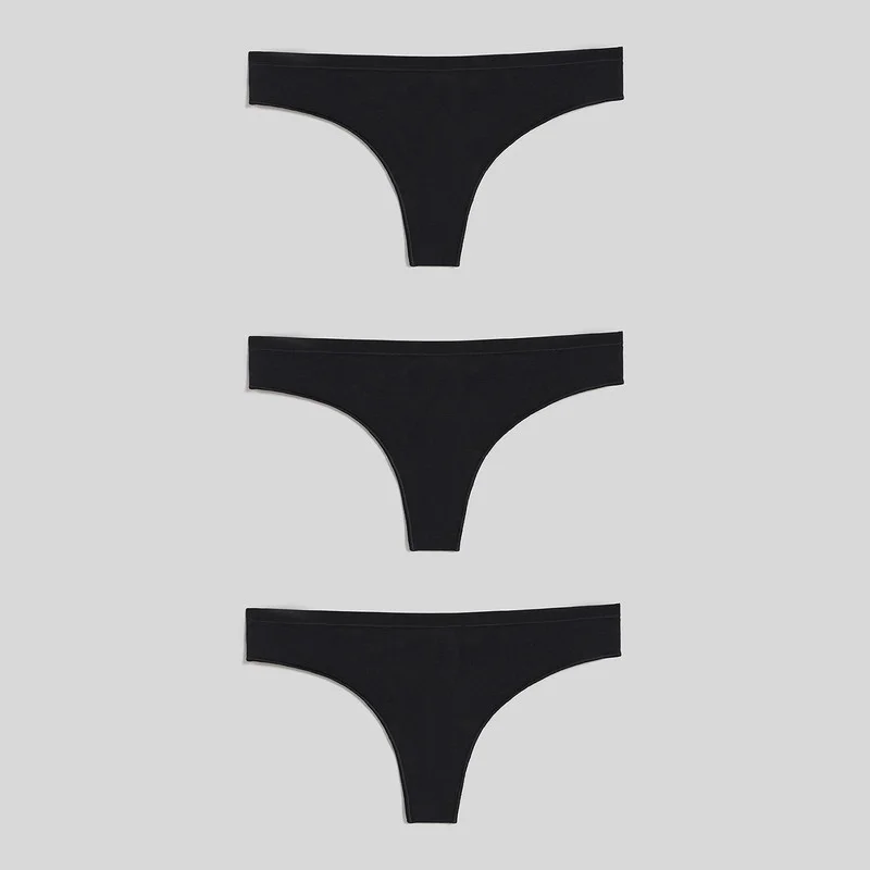 Черный трусы-стринги женские Infinity Lingerie хлопковые, 3 шт