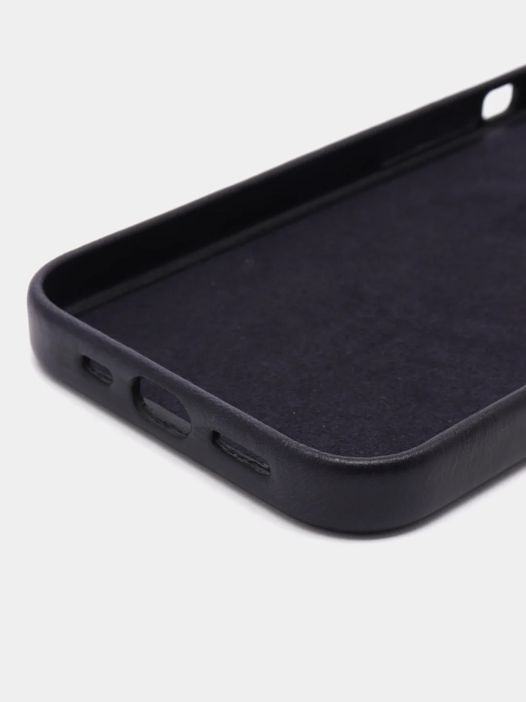 Черный чехол MagSafe для Apple iPhone 14 кожаный BROSCORP из натуральной кожи с защитой камер
