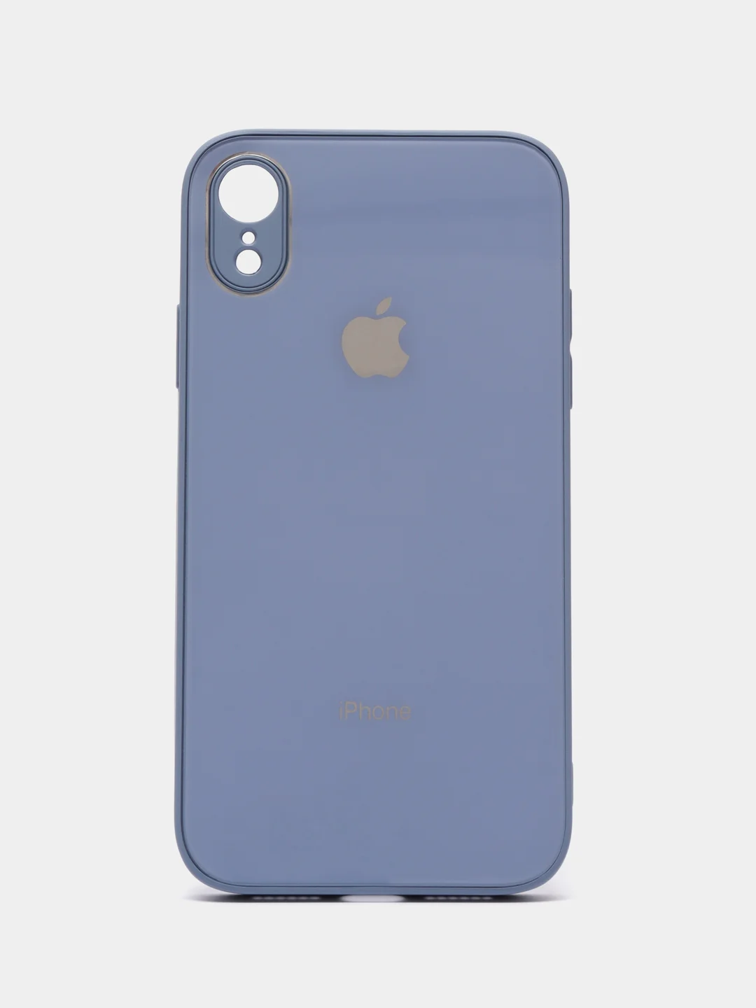 Небесно-голубой чехол силиконовый для iPhone 7 / 8 / 11 / 12 / 13 / 14 / Plus / Pro Max, со стеклянной панелью