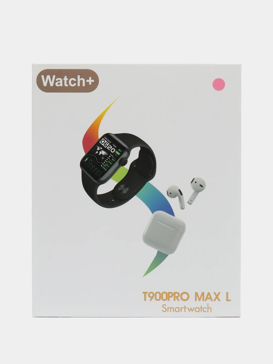 Розовый умные часы Smart Watch T900PRO MAX L, наушники в комплекте