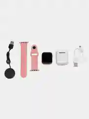 Розовый умные часы Smart Watch T900PRO MAX L, наушники в комплекте