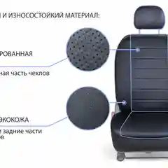 Черный чехлы Rival Строчка (зад.спин.цельная) Datsun on-DO 14-20/Lada Granta SD/LB 11-, SC.6005.1