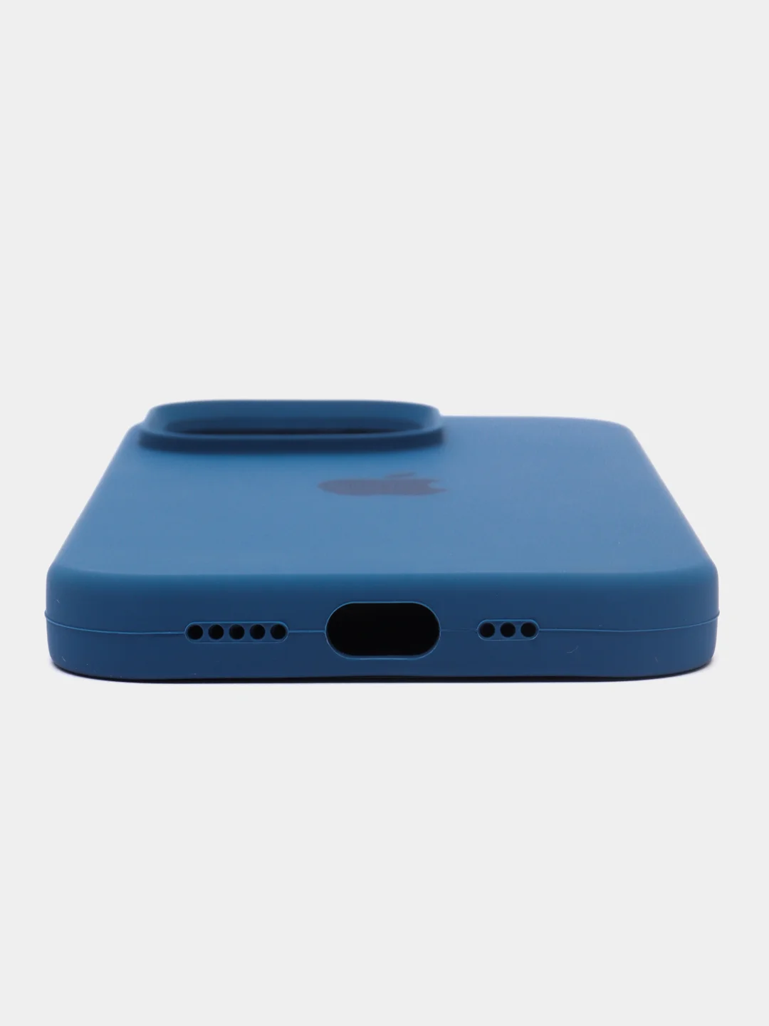 Синий меланж чехол Silicone Case для iPhone 14, 14 Plus, 14 Pro, 14 Pro Max, с закрытым низом