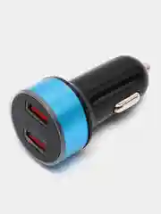 Голубой автомобильное зарядное устройство, 2 USB, 3.1 А, в прикуриватель в машину