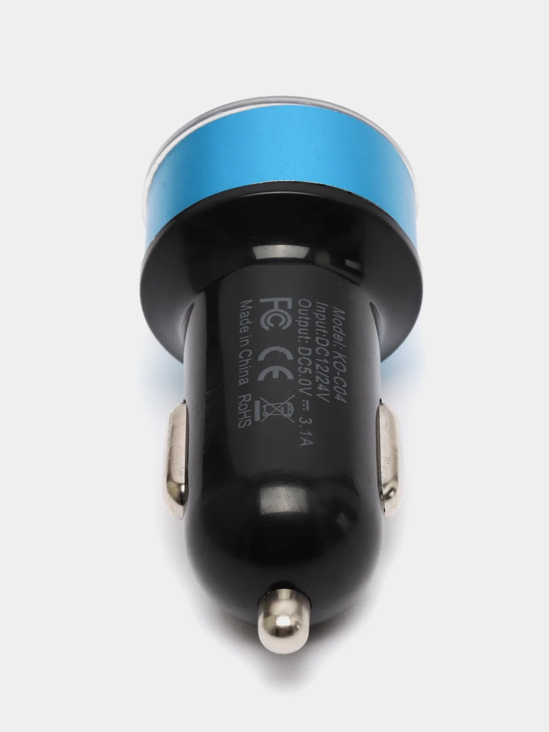 Голубой автомобильное зарядное устройство, 2 USB, 3.1 А, в прикуриватель в машину