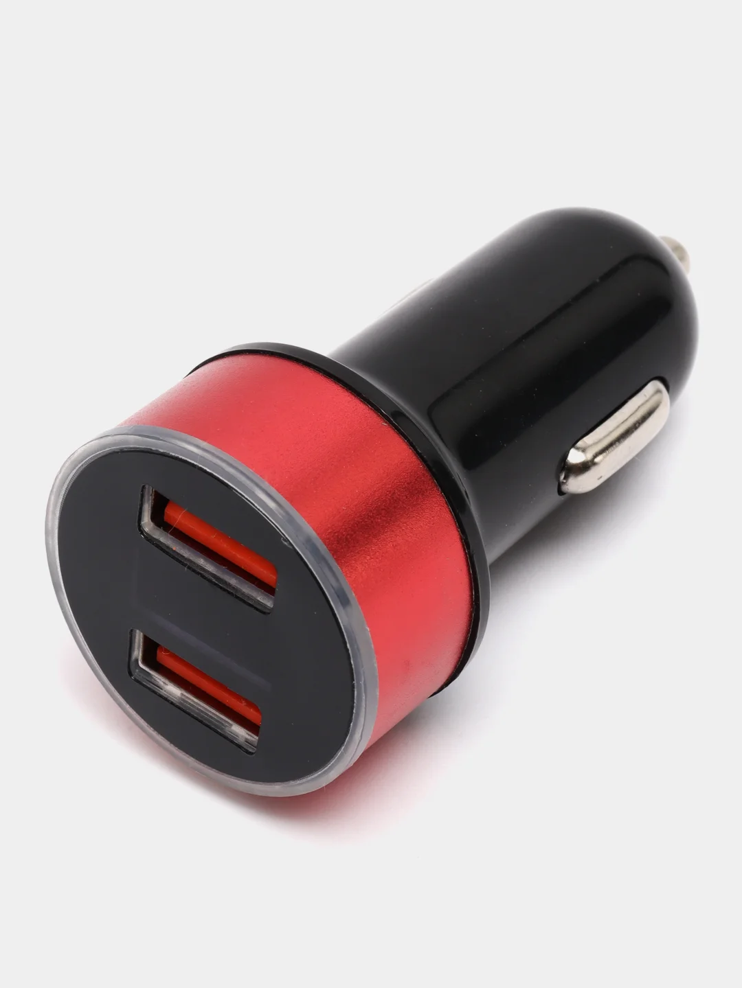 Красный автомобильное зарядное устройство, 2 USB, 3.1 А, в прикуриватель в машину