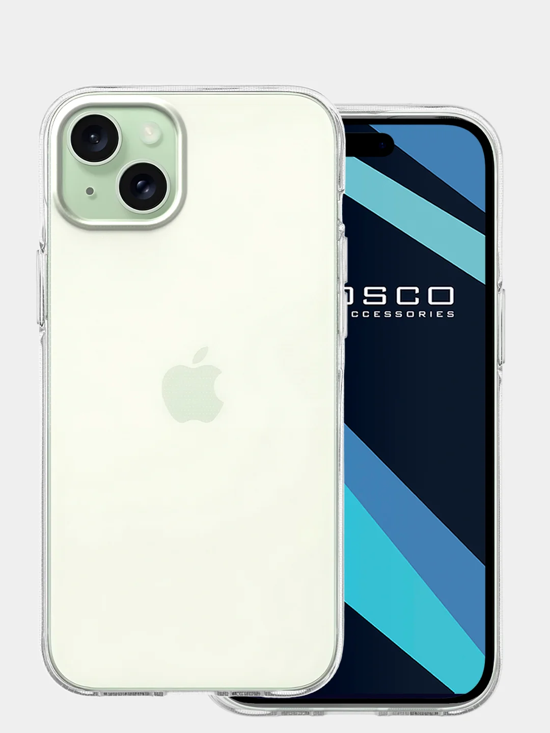 Прозрачный чехол для iPhone 15 Plus, 15+ силиконовый ROSCO прозрачный с защитой камер и от прилипания
