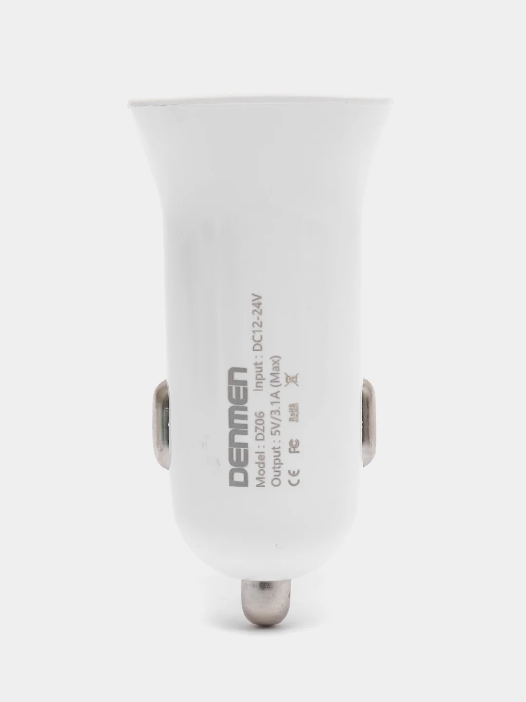 Автомобильное зарядное устройство Denmen DZ06L, 3.1A, 2USB, + кабель USB  Lightning, белый