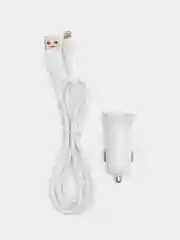 Автомобильное зарядное устройство Denmen DZ06L, 3.1A, 2USB, + кабель USB  Lightning, белый