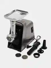 Серый металлик электрическая мясорубка BQ MG2002, функция реверса, 5 насадок, 2100 Вт