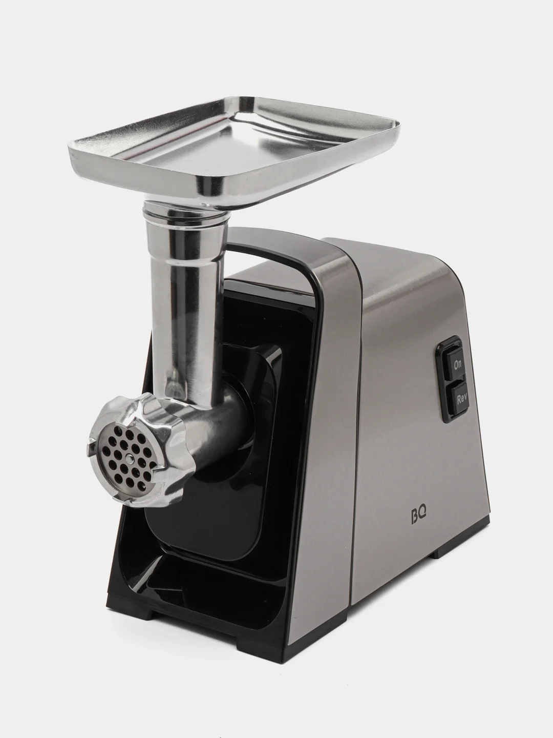 Серый металлик электрическая мясорубка BQ MG2002, функция реверса, 5 насадок, 2100 Вт
