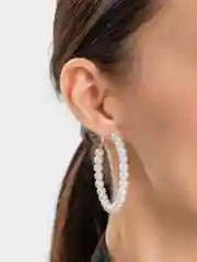 Белый серьги кольца, сережки женские, пусеты с жемчугом, серьги круглые