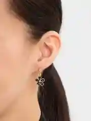 Черный сережки женские, с подвеской цветком